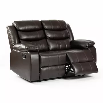 Buy Turin Recliner Leather Aire 2 Seater Brown, Colour: Brown from Furnituretta