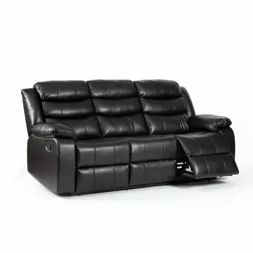 Buy Turin Recliner Leather Aire 3 Seater Black, Colour: Black from Furnituretta
