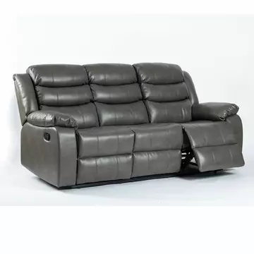 Buy Turin Recliner Leather Aire 3-Seater Grey from Furnituretta