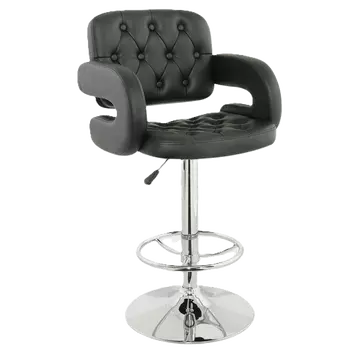 Buy Utah Bar Stool PU Chrome & Black, Colour: Black from Furnituretta