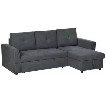 Buy HOMCOM 3 Seater Sofa Bed, L-Shaped Corner Sofa, Pull Out Sofa with Storage, Convertible Click Clack Settee Sectional Sleeper Futon for Living Room, Office, Dark Grey from Furnituretta