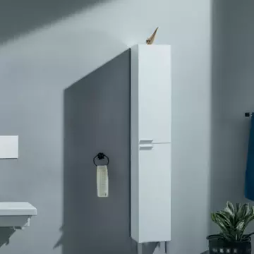 Buy Lydd Tall Narrow Bathroom Cupboard White Gloss from Furnituretta