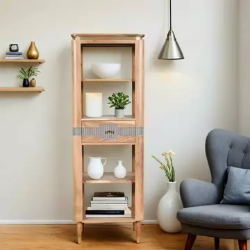 Buy Wilton Acacia Wood 1 Drawers Open Bookcase from Furnituretta