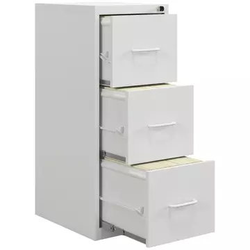 Buy HOMCOM Three-Drawer Modern Steel Filing Cabinet - White from Furnituretta