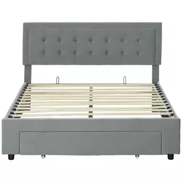 Buy HOMCOM King Size Ottoman Bed Frame, with Front Drawer - Grey, Colour: Grey, Size: King Size from Furnituretta