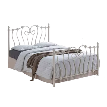 Buy Inova Metal Small Double Bed Ivory Frame, Colour: Ivory, Size: 4ft/Small Double, Item Width: 125 from Furnituretta