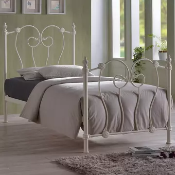 Buy Inova Metal Single Bed Ivory Frame, Colour: Ivory, Size: 3ft/Single, Width: 95 from Furnituretta