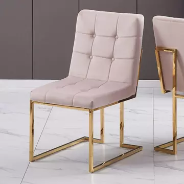 Buy Spectra Velvet Fabric Dining Chair Beige & Gold from Furnituretta