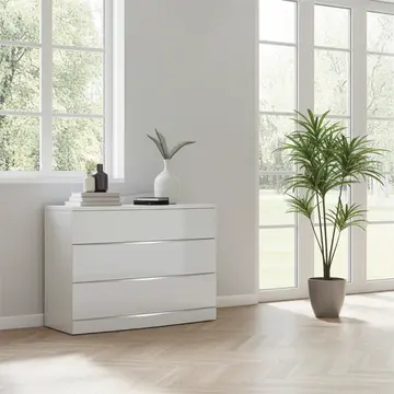 Buy Arden/Widney White High Gloss Dresser 3 Drawers from Furnituretta