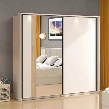 Buy Glossop Cashmere And Artisan Oak Effect Sliding Door Wardrobe 220cm from Furnituretta