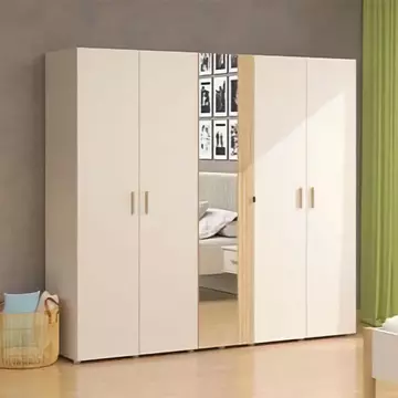 Buy Glossop Cashmere And Artisan Oak Effect Mirrored 5 Door Wardrobe from Furnituretta