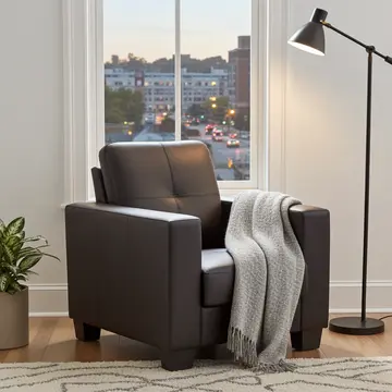 Buy Lena Bonded Leather & PVC 1 Seater Black, Colour: Black, Width: 90 from Furnituretta