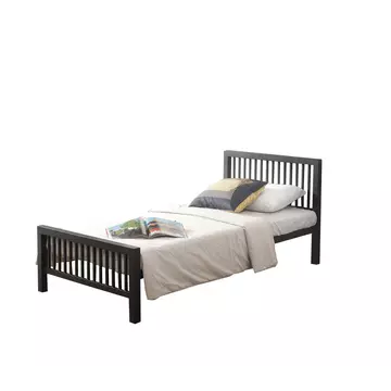 Buy Meridian Metal Bed Frame &ndash; Sleek Black Modern Bed with Slatted Base, Colour: Charcoal Black, Bed Size: Single (3ft), Item Width: 93 from Furnituretta