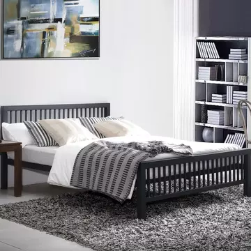 Buy Meridian Metal Small Double Bed Frame Black, Colour: Charcoal Black, Size: 4ft/Small Double, Width: 124 from Furnituretta