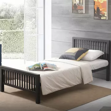 Buy Meridian Metal Single Bed Frame Black, Colour: Charcoal Black, Size: 3ft/Single, Width: 93 from Furnituretta