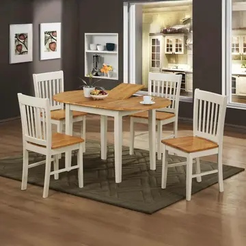 Buy Stacey White Extending Dining Set with 4 Chairs Natural & White from Furnituretta