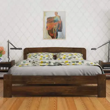Buy Aurora (F1) Wooden Bed Frame &ndash; Solid Pine, Minimalist Design, All UK Sizes, Colour: Walnut, Bed Size: Super King (6ft) from Furnituretta