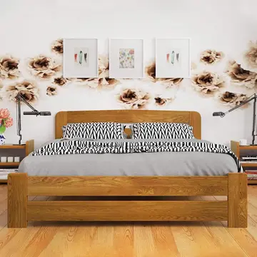 Buy Aurora (F1) Wooden Bed Frame &ndash; Solid Pine, Minimalist Design, All UK Sizes, Colour: Oak, Bed Size: Super King (6ft) from Furnituretta