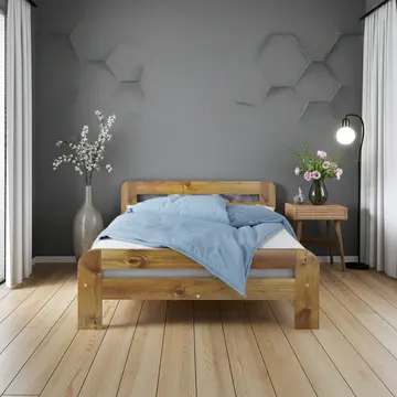 Buy Nordic Sky (F2) Wooden Bed Frame &ndash; Solid Pine, Scandinavian Style, All UK Sizes, Colour: Oak, Bed Size: Super King (6ft) from Furnituretta