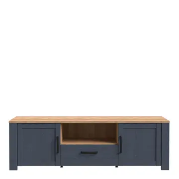 Buy Bohol TV Unit with LED Light in Navy Riviera Oak from Furnituretta