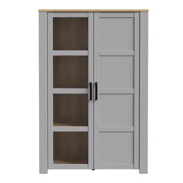 Buy Bohol Display Cabinet inc. 2x LED Lights in Riviera Oak/Grey Oak from Furnituretta