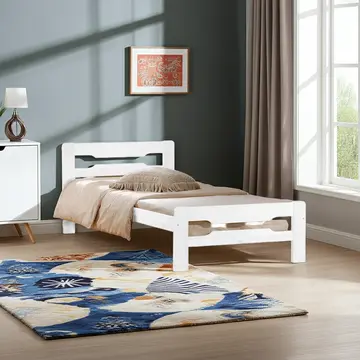 Buy Amelia Solid Wood Single Bed White, Colour: White, Size: Single from Furnituretta