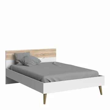 Buy Oslo Euro Double Bed (140 x 200) in White and Oak from Furnituretta