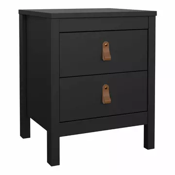 Buy Barcelona Bedside Table 2 Drawers in Matt Black from Furnituretta