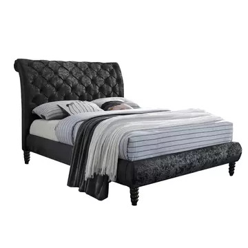 Buy Venice Crushed Velvet Fabric King Size Bed Black, Colour: Black, Size: 5ft/King , Item Width: 170 from Furnituretta