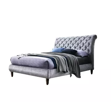 Buy Venice Crushed Velvet Fabric King Size Bed Grey, Colour: Grey, Size: 5ft/King , Item Width: 170 from Furnituretta