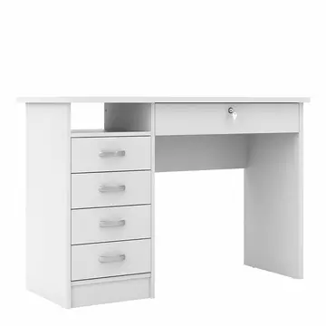 Buy Function Plus Desk 5 Drawers in White, Colour: White, Width: 109.3 from Furnituretta