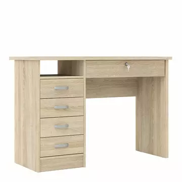 Buy Function Plus Desk 5 Drawers in Oak, Colour: Oak, Width: 109.3 from Furnituretta