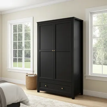 Buy Ives Black 2 Door Wardrobe from Furnituretta