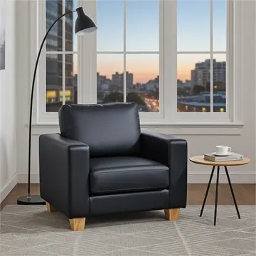 Buy Chesterfield 1 Seater Sofa PU Black, Colour: Black from Furnituretta