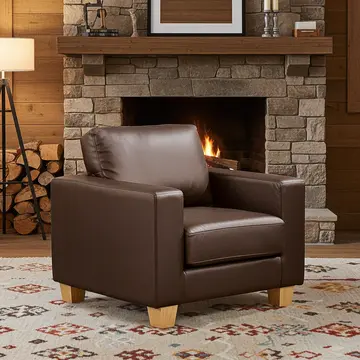 Buy Chesterfield 1 Seater Sofa PU Brown, Colour: Brown from Furnituretta