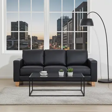 Buy Chesterfield 3 Seater Sofa PU Black, Colour: Black from Furnituretta