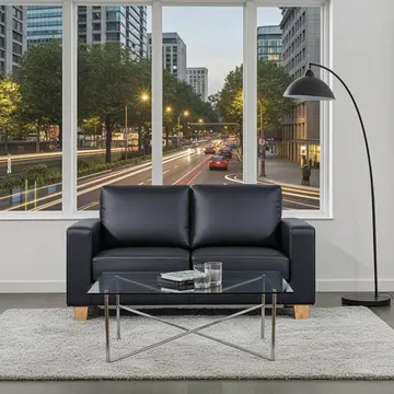 Buy Chesterfield 2 Seater Sofa PU Black, Colour: Black from Furnituretta