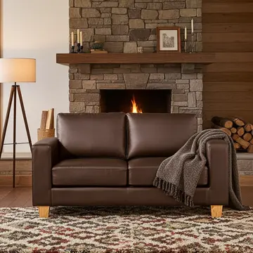 Buy Chesterfield 2 Seater Sofa PU Brown, Colour: Brown from Furnituretta