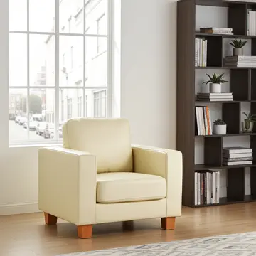 Buy Chesterfield 1 Seater Sofa PU Cream, Colour: Cream from Furnituretta