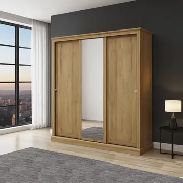 Buy Devon Triple Sliding Wardrobe, Colour: Oak from Furnituretta
