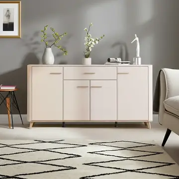 Buy Didcot Cashmere And Oak Effect 180cm 4 Door Sideboard from Furnituretta