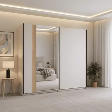 Buy Glossop Cashmere And Artisan Oak Effect Sliding Door Wardrobe 220cm from Furnituretta