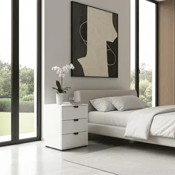 Buy Kinross Arctic White 3 Drawer Bedside Table, Colour: White from Furnituretta