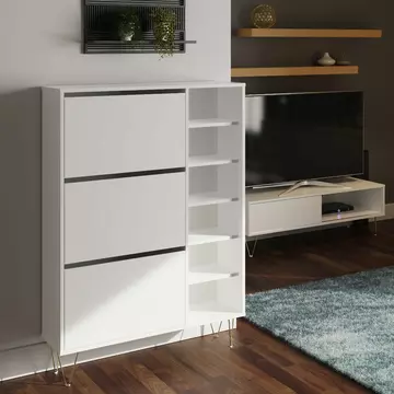 Buy Monaco 3 Drawer Shoe Cabinet White from Furnituretta