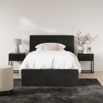Buy Berlin Black Ottoman Bed, Colour: Black, Bed Size: Single (3ft) from Furnituretta