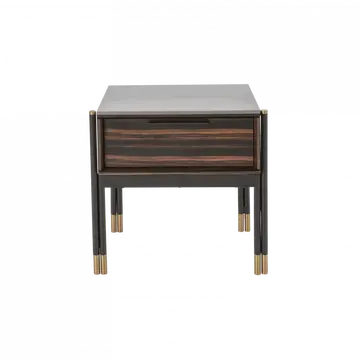 Buy Bali Ebony 1‑Drawer Bedside with Brass‑Capped Feet & Soft‑Close from Furnituretta