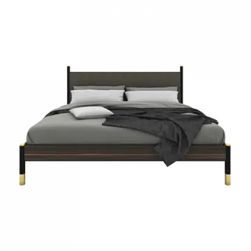 Buy Bali Ebony Kingsize Bedframe with Grey Headboard & Brass Feet from Furnituretta