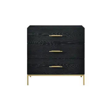 Buy Tulip 3‑Drawer Chest in Black Oak with Brass Handles & Legs from Furnituretta