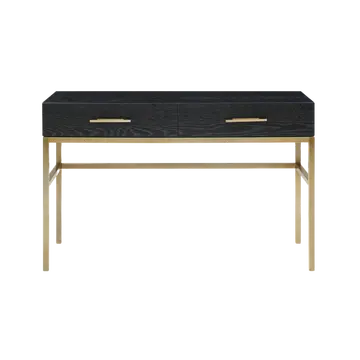 Buy Tulip Dressing Table in Black Oak with Brass Handles & Framed Legs from Furnituretta