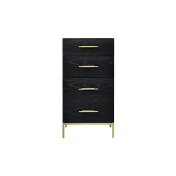 Buy Tulip Tall Boy Chest in Black Oak with Brass Handles & Framed Legs from Furnituretta